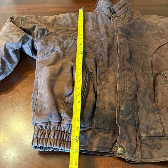 Vintage‎ Royal Fashions Brown Leather Bomber Jacket L - Picture 5 of 14